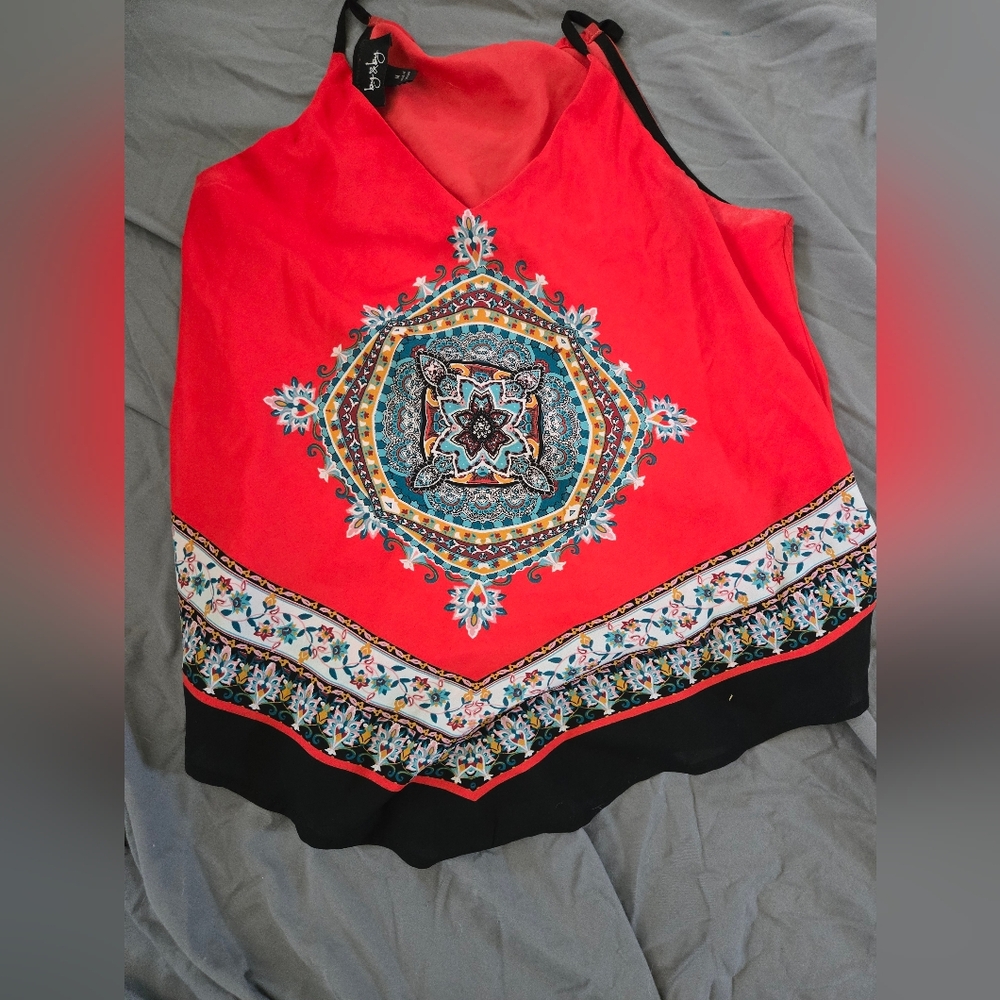 Women's Red Printed Triangle Top
